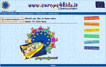 stralcio dell'home page del sito www.europe4kids.it